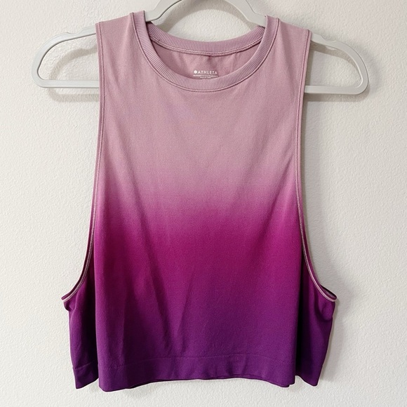 Athleta Mineral Wash Crop Tank Ombre Cascadia Violet Purple Size XS Gym Running - Picture 2 of 8